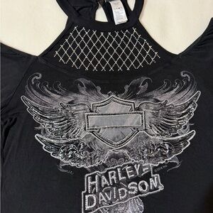 Harley-Davidson Black Tank with Rhinestone Wing Graphic